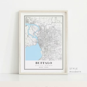 Buffalo NY Map Print: Modern Black and White City Art