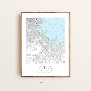 Quincy Massachusetts map, Quincy MA map, Quincy city print, Quincy poster, Quincy art, Custom city map, Wall Art