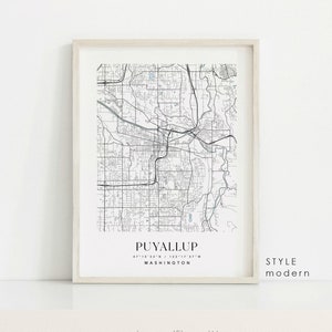 Puyallup Washington map, Puyallup WA map, Puyallup city print, Puyallup poster, Puyallup art, Custom city map, Wall Art