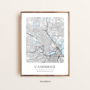 Cambridge Massachusetts Map Art Print: Custom City Map