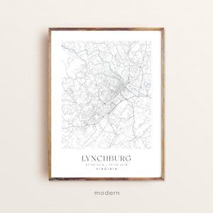 Lynchburg Virginia Map Print: Custom City Art, Wall Decor