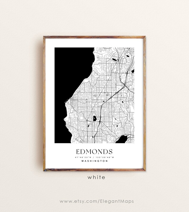 Edmonds Washington Map Art Print: Custom City Map - Etsy