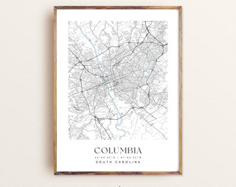 Columbia South Carolina Map Art Print: Custom City Map