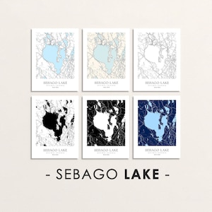 Sebago Lake ME map, Sebago Lake Maine map, Sebago Lake city print, Sebago Lake poster, Sebago Lake art, Lake House Gift Wall Art Decor