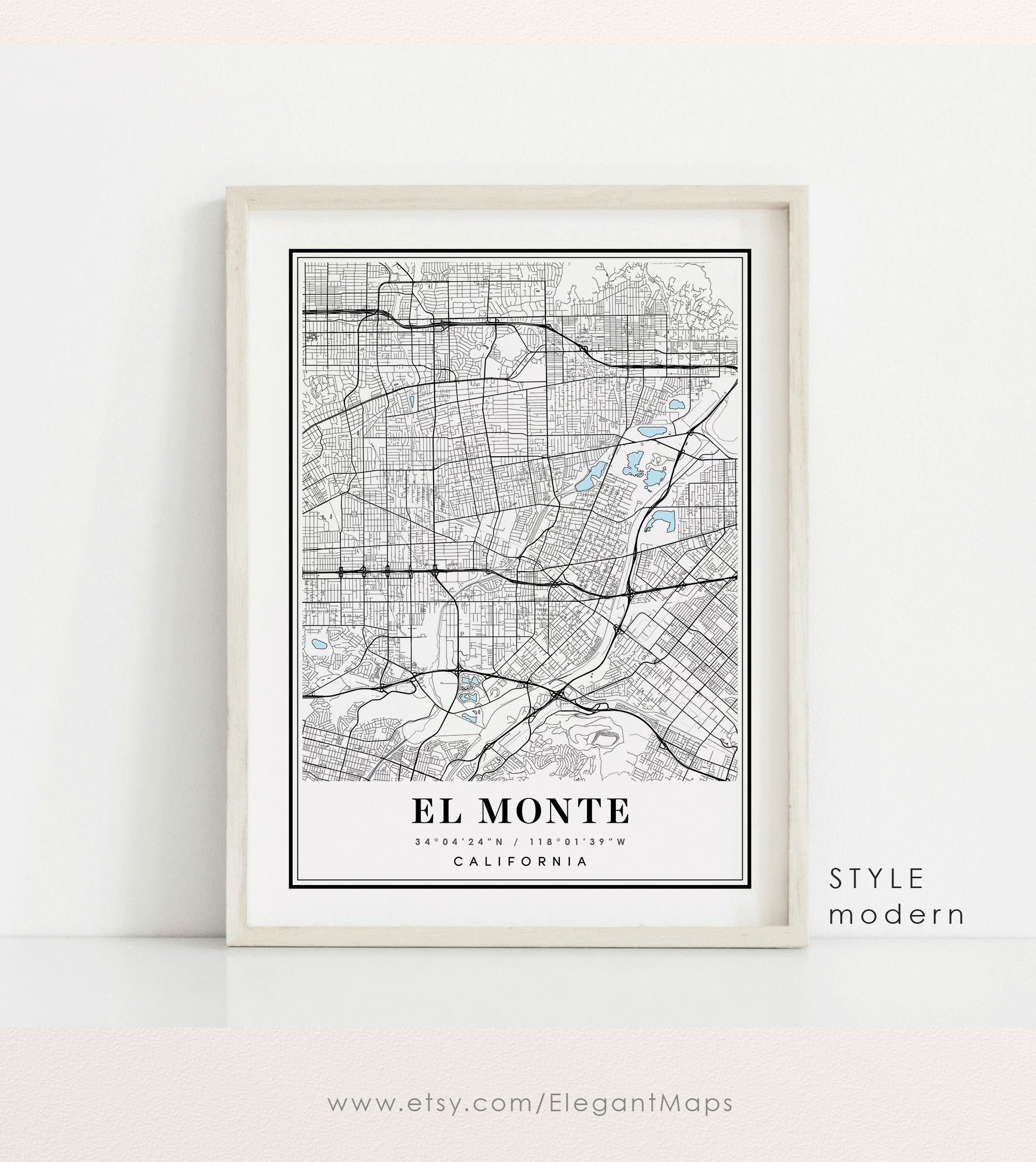 El Monte California Map El Monte CA Map El Monte City Map Etsy