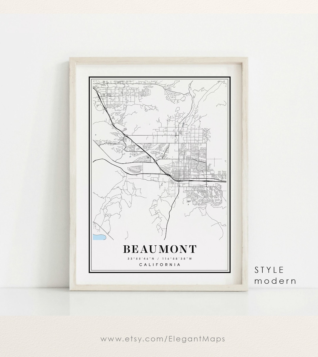 Mapa de Beaumont California mapa de Beaumont CA mapa de la Etsy España
