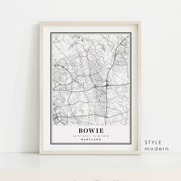 Bowie Maryland map, Bowie MD map, Bowie city map, Bowie print, Bowie poster, Bowie map art