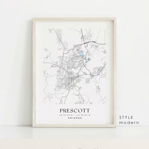 Prescott Arizona Map Art Print: Custom Cityscape Poster
