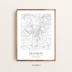 Franklin Tennessee Map Art Print: Custom City Map
