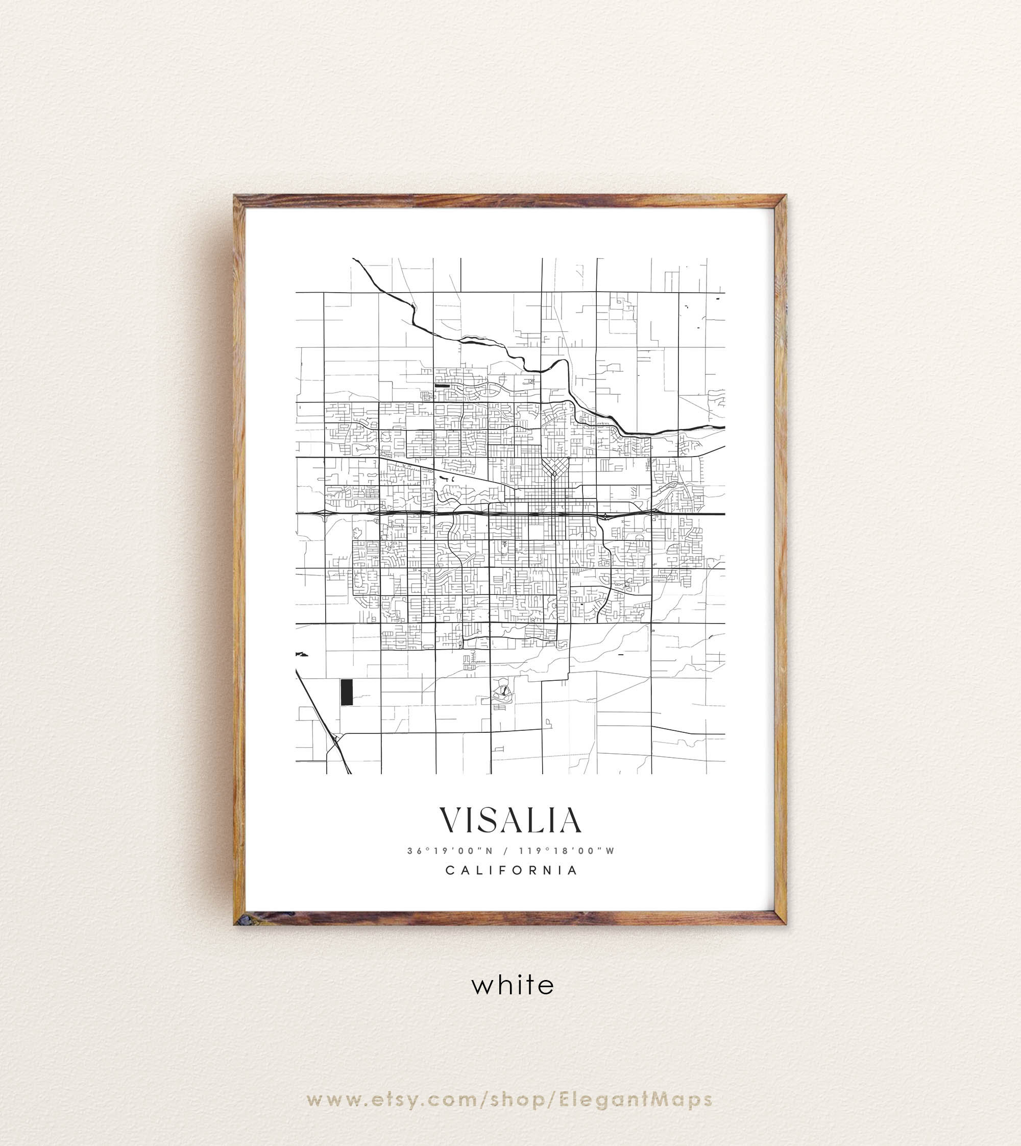 Visalia California Map Visalia CA Map Visalia City Print Etsy
