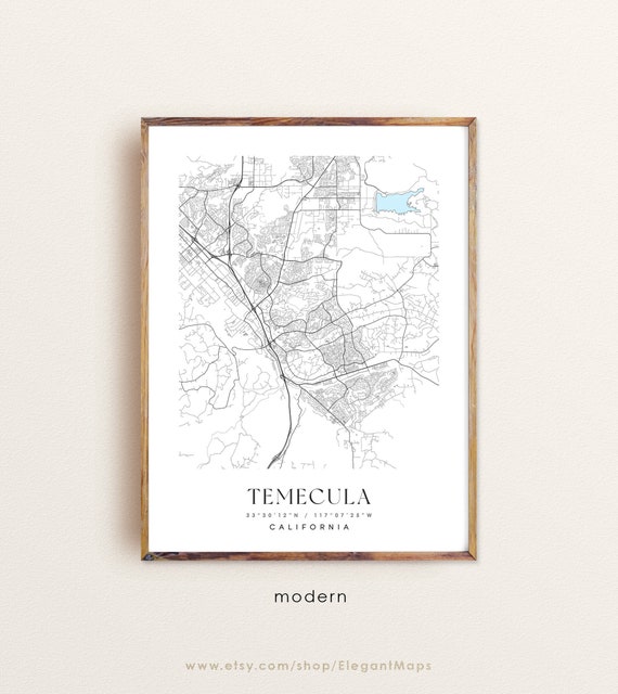 Temecula California Map Temecula CA Map Temecula City Print Etsy