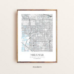 Miramar Florida map, Miramar FL map, Miramar city print, Miramar poster, Miramar art, Custom city map, Wall Art