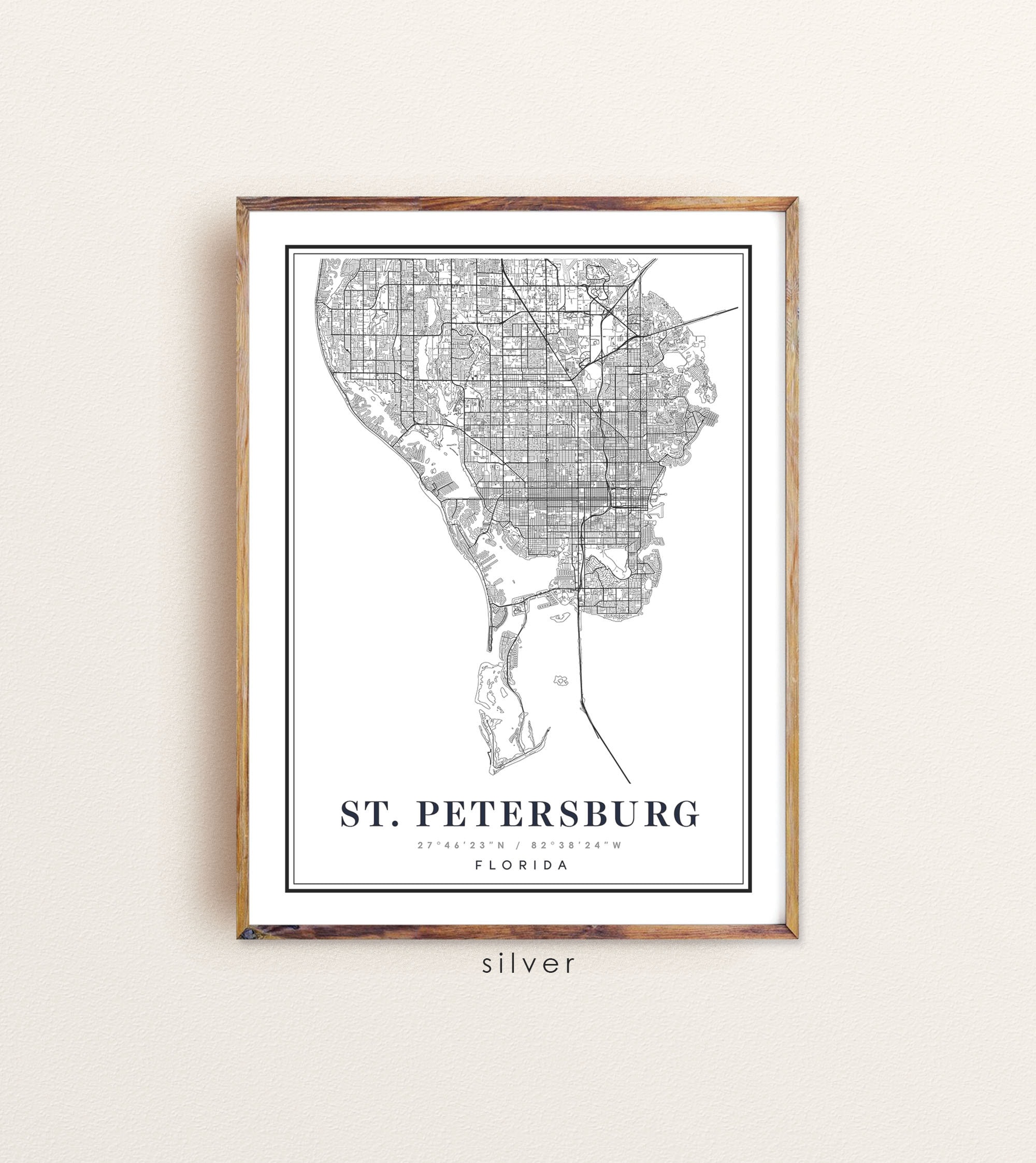 St. Petersburg Florida Karte Sankt Petersburg FL Karte St. | Etsy