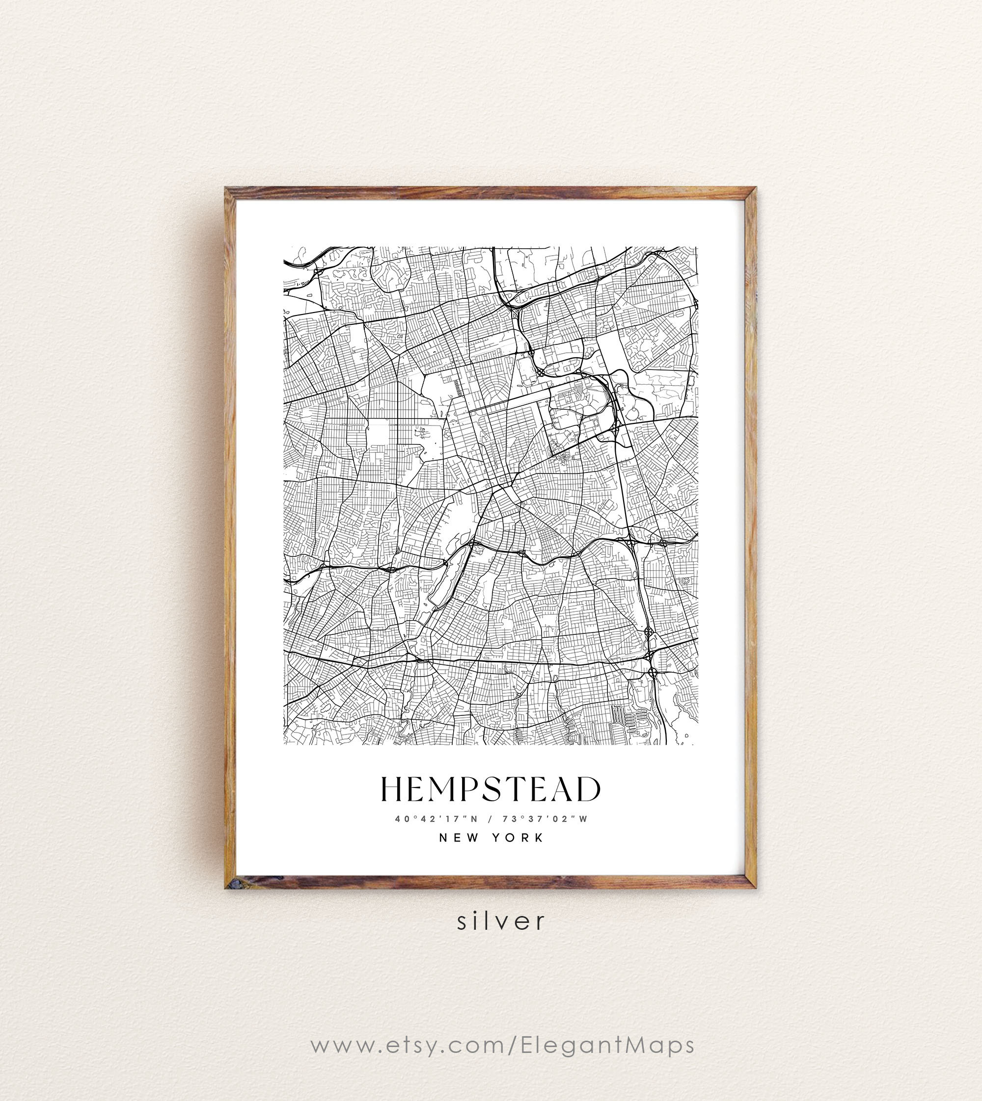 Hempstead New York Map Art Print Custom City Map Etsy Il L6c2 