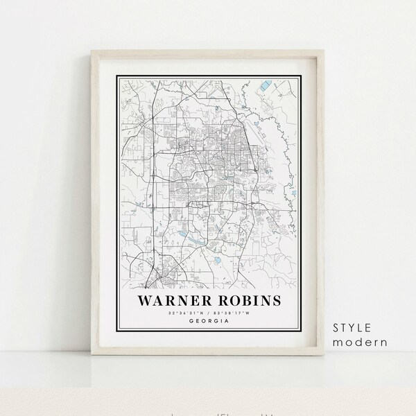 Warner Robins Georgia map, Warner Robins GA map, Warner Robins city map, Warner Robins print, Warner Robins poster, Warner Robins custom art