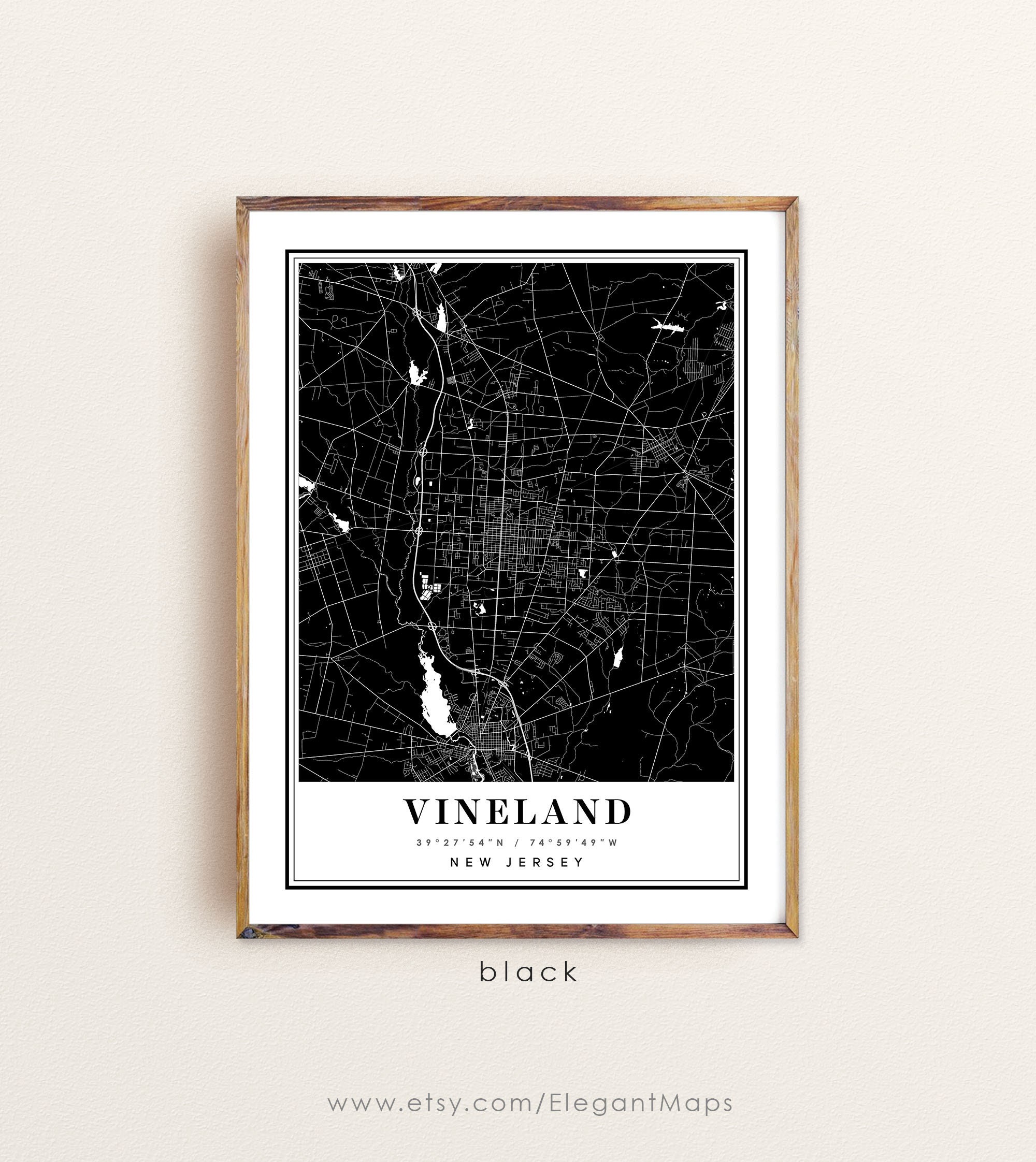 Vineland New Jersey Map Vineland NJ Map Vineland City Map Etsy