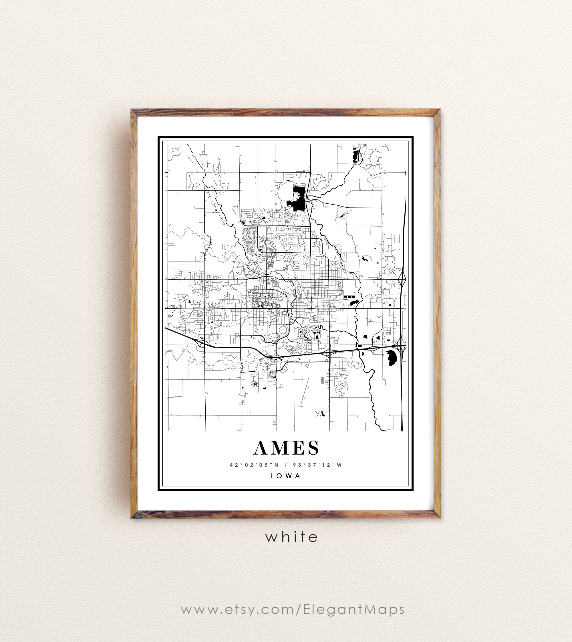 Ames Iowa Map Ames IA Map Ames City Map Ames Print Ames Etsy