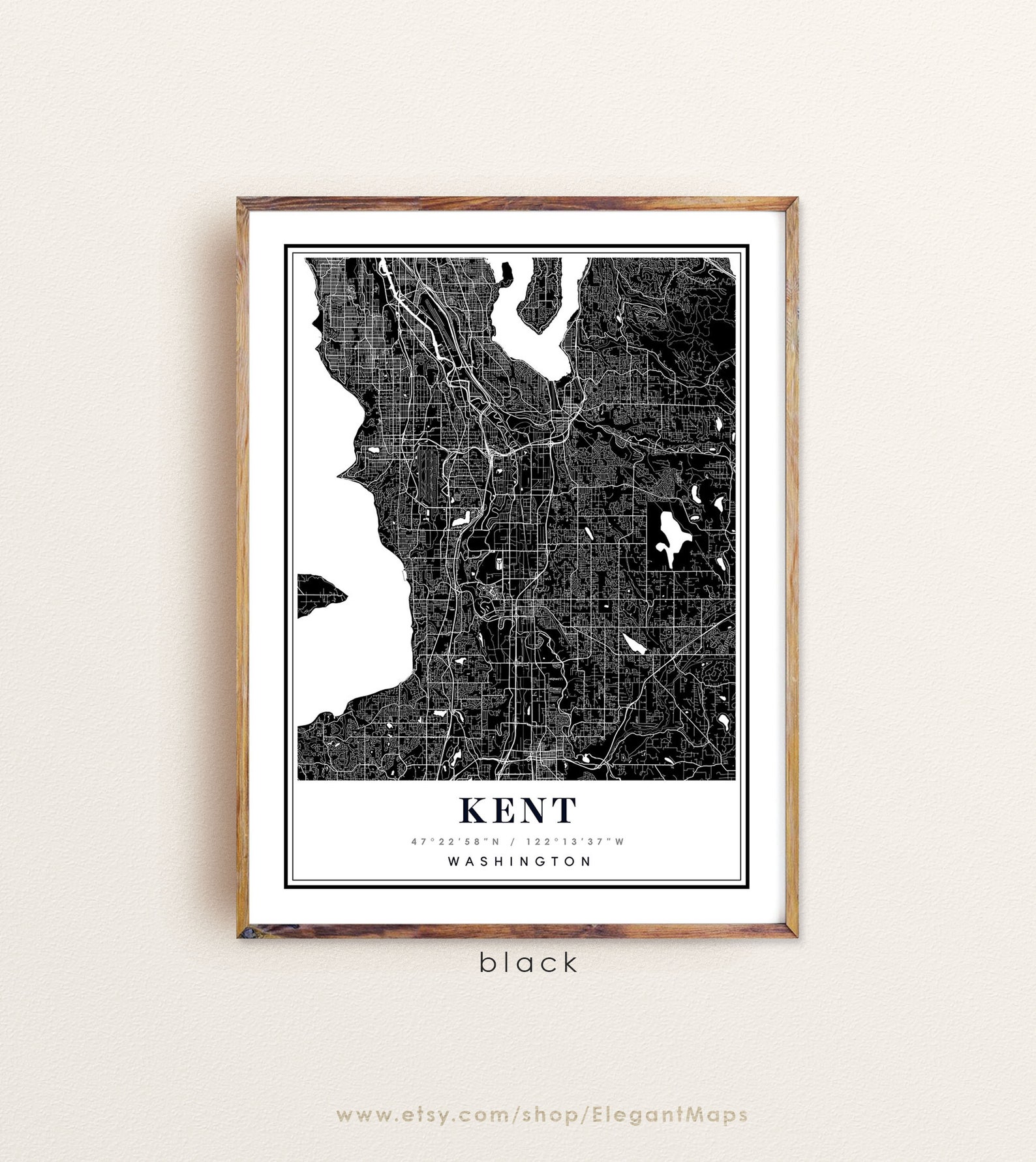 Kent Washington map Kent WA map Kent city map Kent print  Etsy