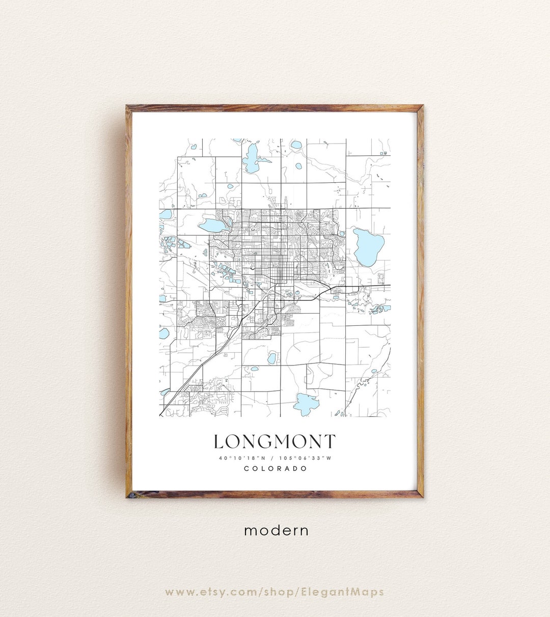 Longmont Colorado Map, Longmont CO Map, Longmont City Print, Longmont