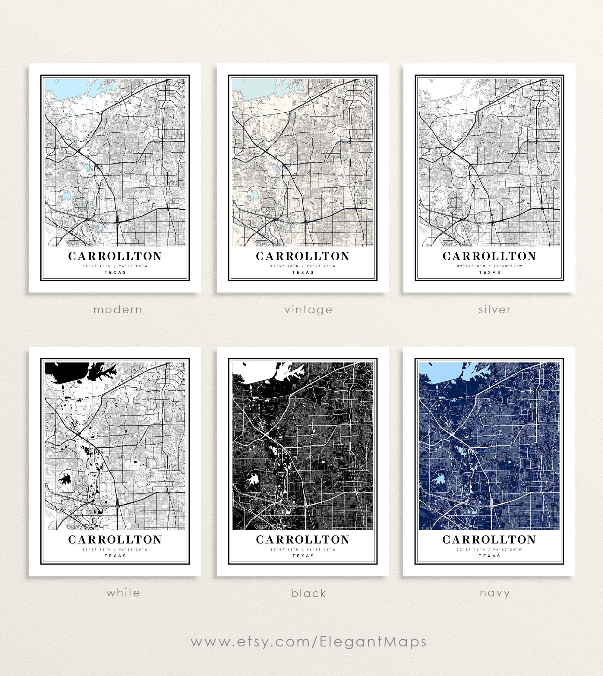 Carrollton Texas Map Carrollton TX Map Carrollton City Map | Etsy