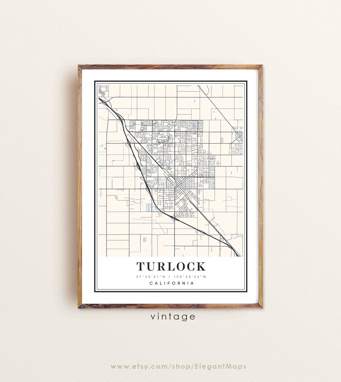 Turlock California map Turlock CA map Turlock city map Etsy