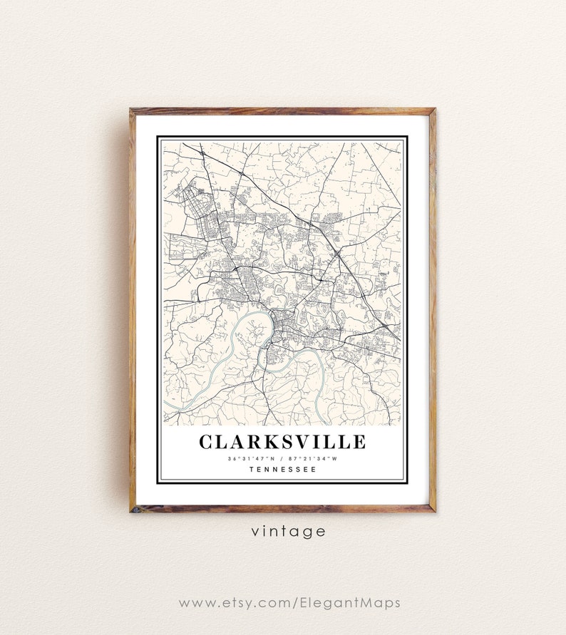 Clarksville Tennessee Map Clarksville TN Map Clarksville Etsy