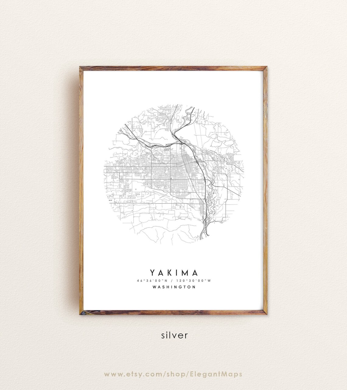 Yakima Washington Yakima WA map Yakima print Yakima poster Etsy