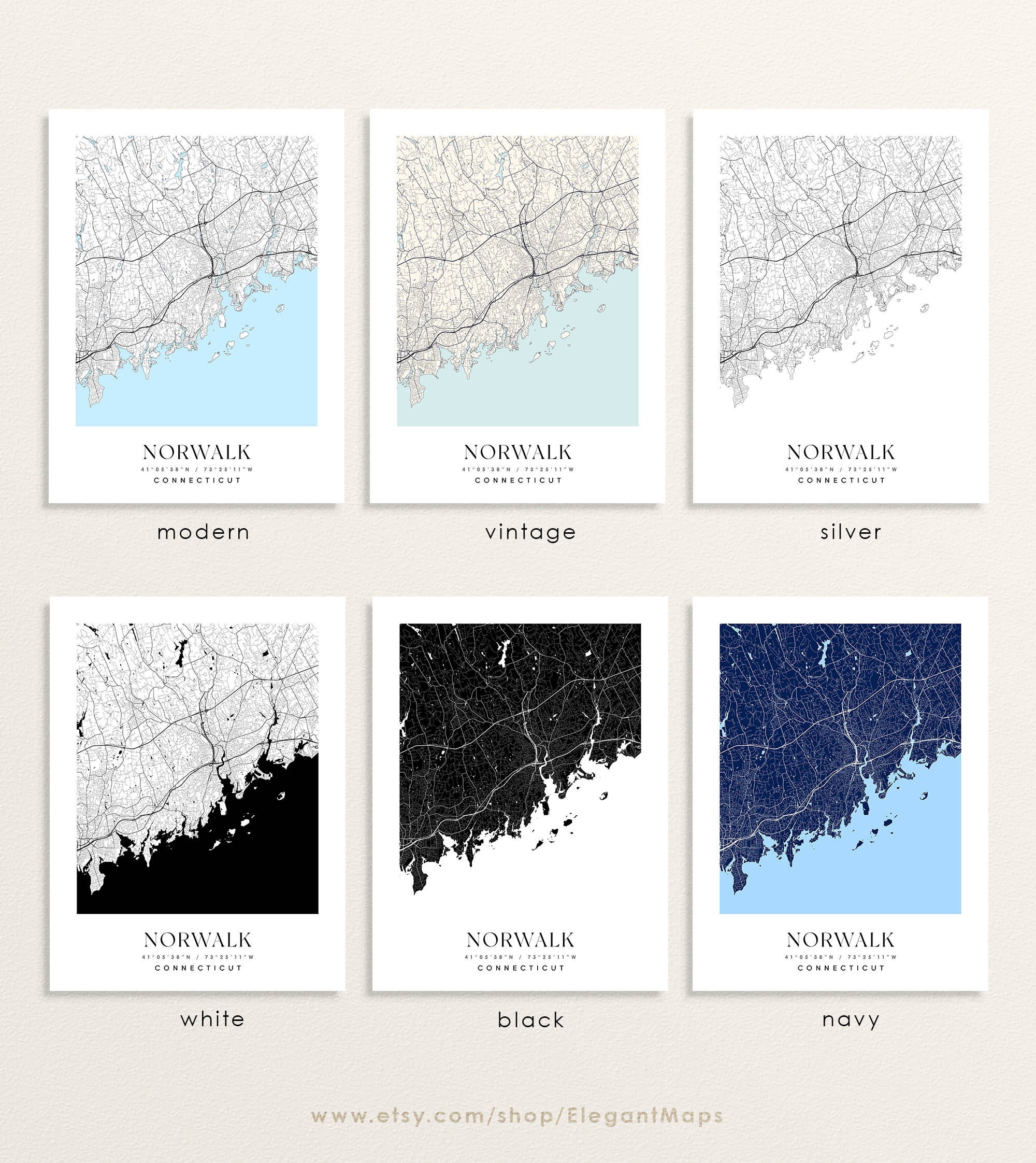 Norwalk Connecticut Map Norwalk CT Map Norwalk City Print Etsy