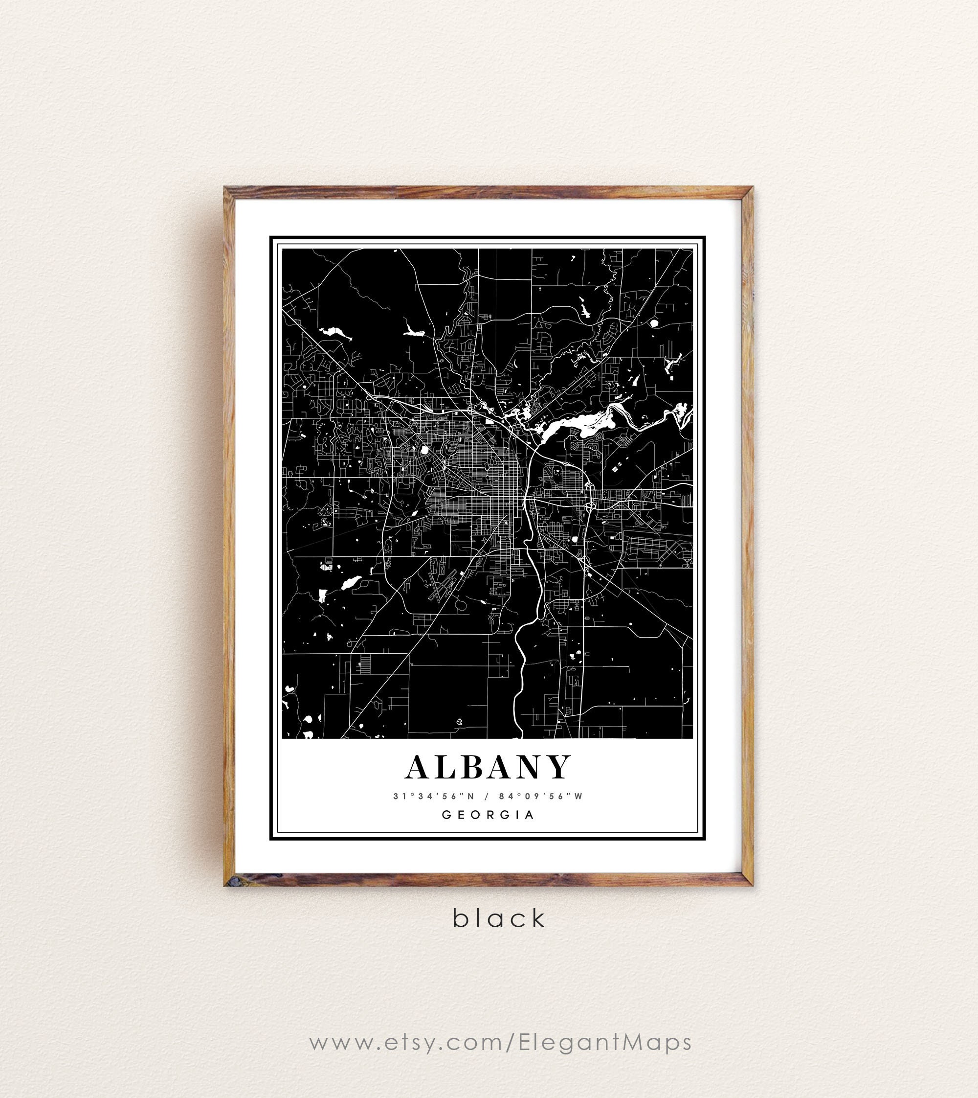 Albany Map Albany GA Map Albany City Map Albany Etsy
