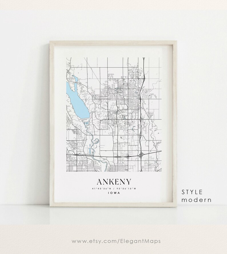 Ankeny Iowa Map Ankeny IA Map Ankeny City Print Ankeny Etsy