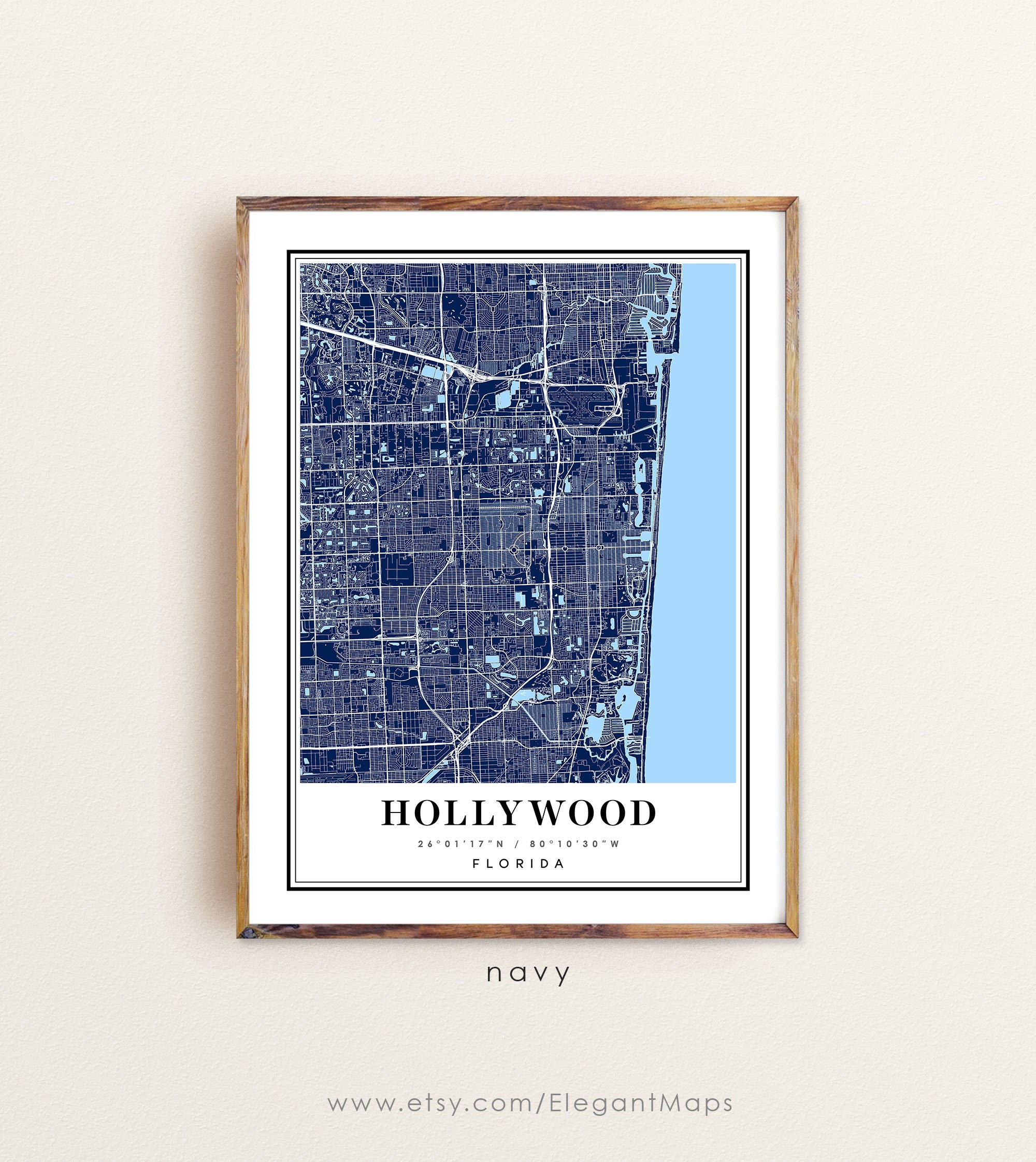 Hollywood Florida Map Hollywood - Il Fullxfull.3450822816 82o6 