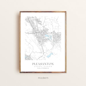 Pleasanton California map, Pleasanton CA map, Pleasanton city print, Pleasanton poster, Pleasanton art, Custom city map, Wall Art