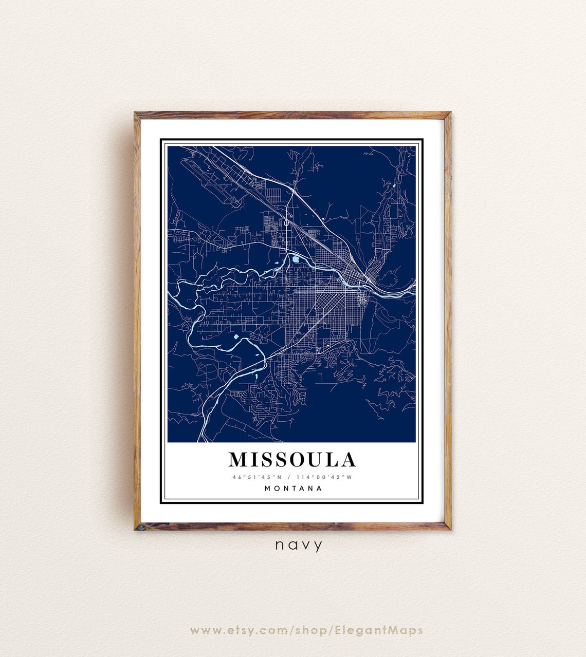 Missoula Montana map Missoula MT map Missoula city map | Etsy