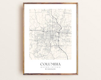 Columbia Missouri Map Art Print: Custom City Map