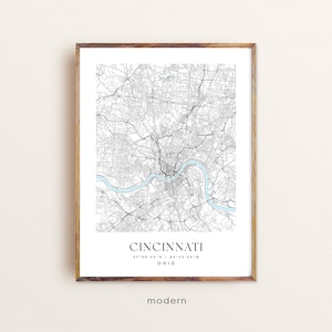 Cincinnati Ohio map, Cincinnati OH map, Cincinnati city print, Cincinnati poster, Cincinnati art, Custom city map, Wall Art