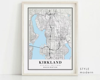 Kirkland Washington map, Kirkland WA map, Kirkland city map, Kirkland print, Kirkland poster, Kirkland art, Kirkland map, Custom city map