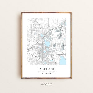 Lakeland Florida map, Lakeland FL map, Lakeland city print, Lakeland poster, Lakeland art, Custom city map, Wall Art