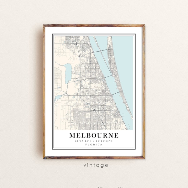 Melbourne Florida map, Melbourne FL map, Melbourne city map, Melbourne print, Melbourne poster, Melbourne art, Melbourne map,Custom city map