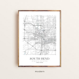 South Bend Indiana Map Art Print: Custom City Map