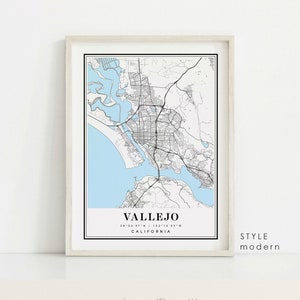 Vallejo California Map, Vallejo CA Map, Vallejo City Map, Vallejo Print ...
