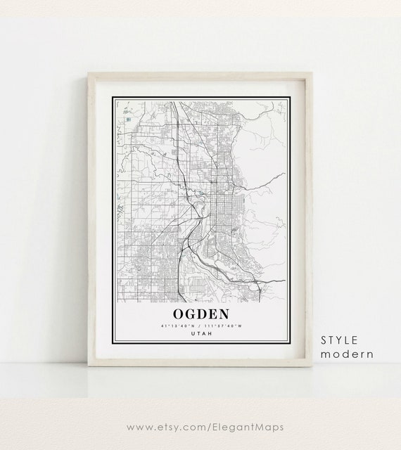 Mappa di Ogden Utah mappa Ogden UT mappa della città di Etsy Italia