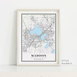 Madison Wisconsin map, Madison WI map, Madison city map, Madison print, Madison poster, Madison art, Madison map, Custom map prints