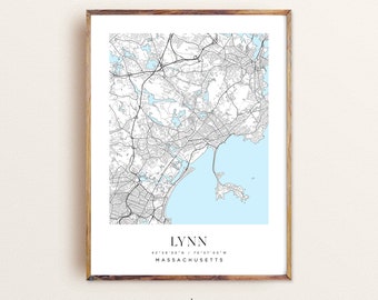 Lynn Massachusetts Map Print: Custom City Wall Art