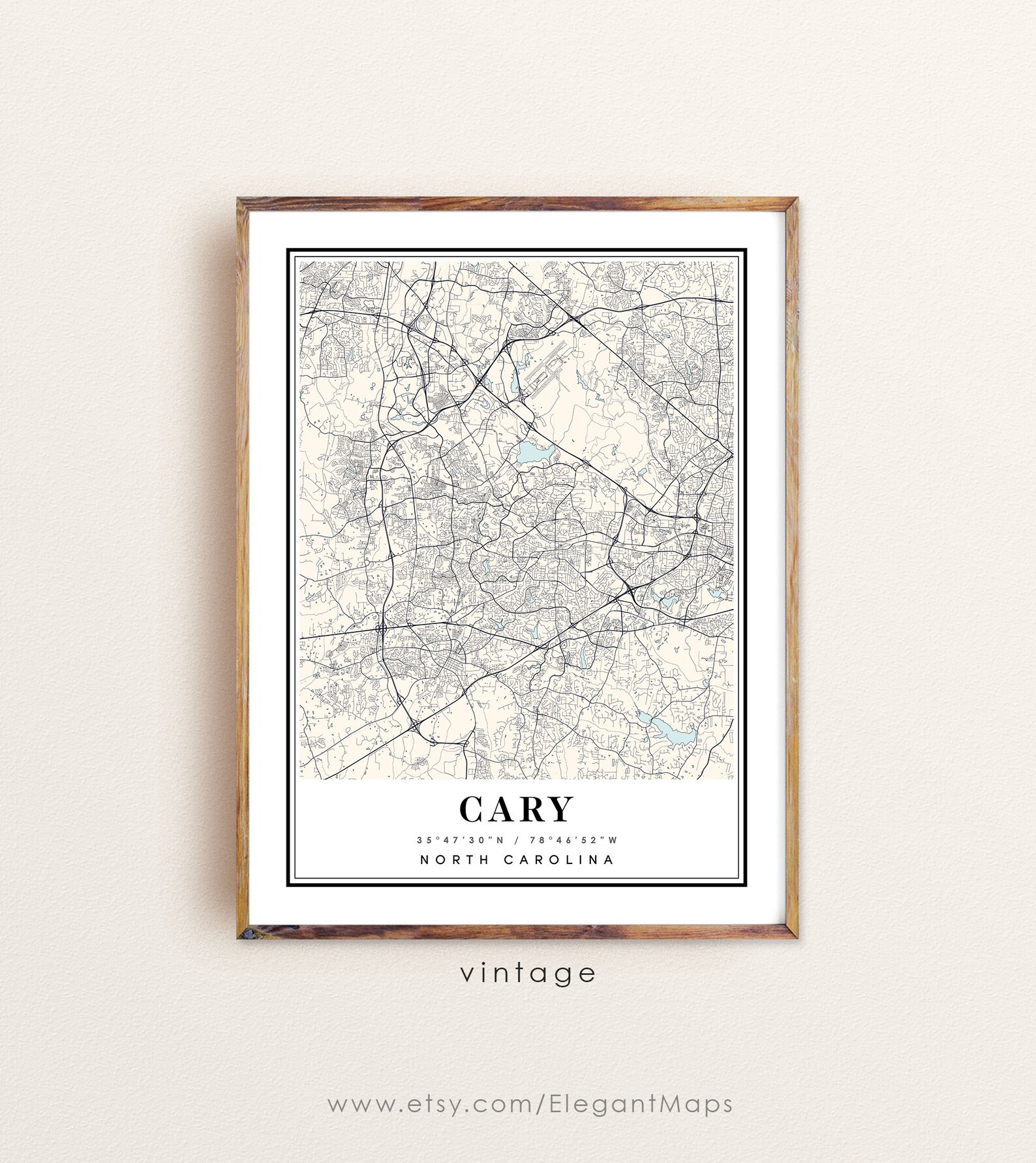 Cary North Carolina Map Cary NC Map Cary City Map Cary Etsy