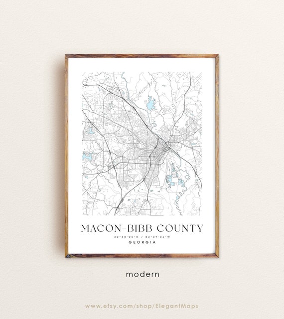 Macon Georgia map Macon GA map Macon city print Macon | Etsy