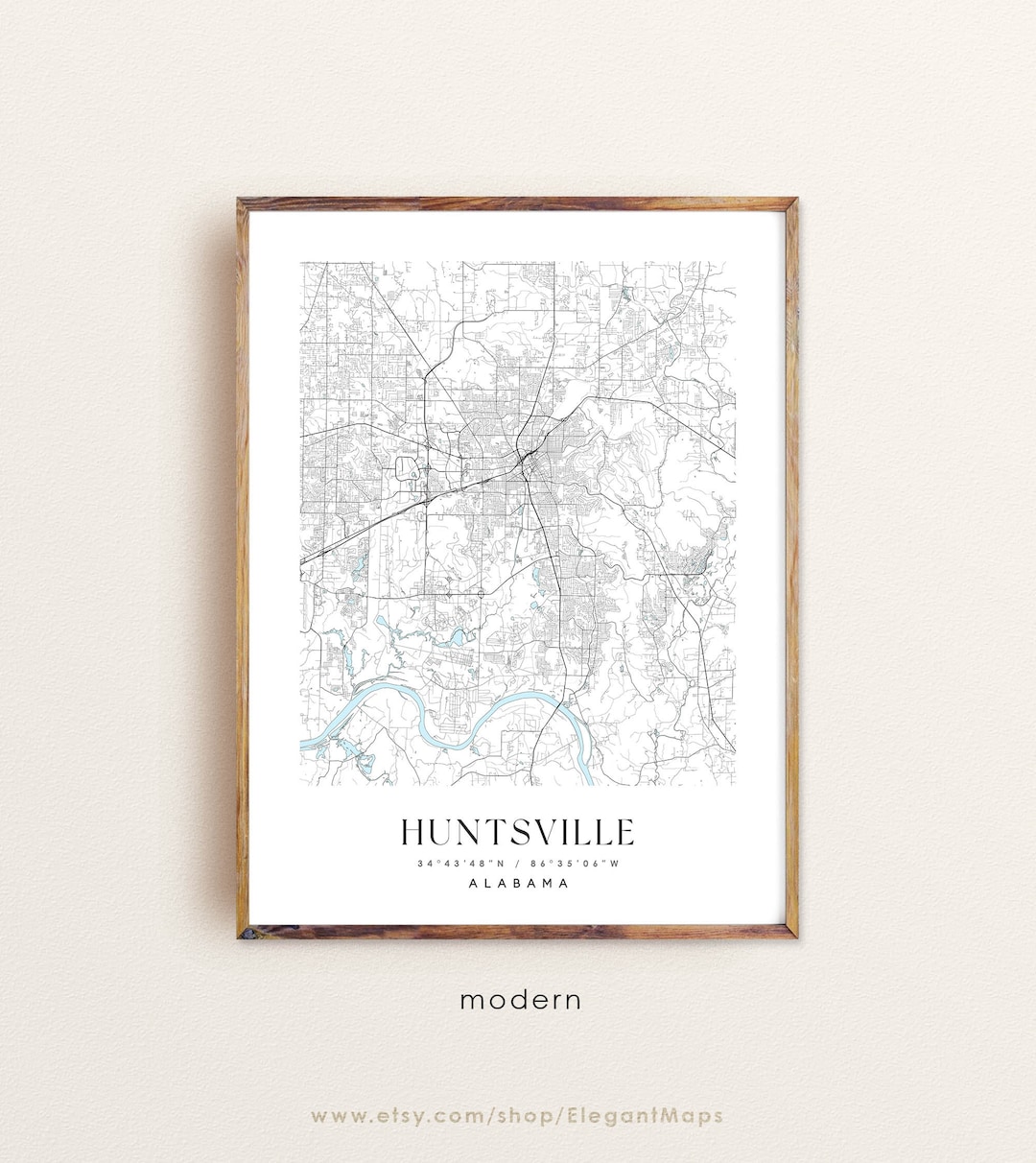Huntsville Alabama Map, Huntsville AL Map, Huntsville City Print ...