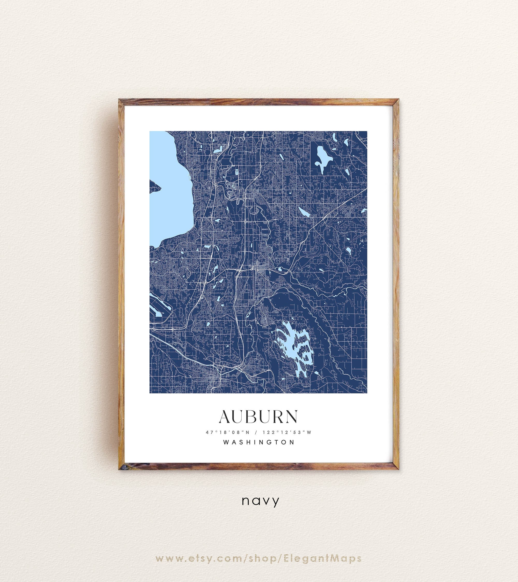 Auburn Washington map Auburn WA map Auburn city print  Etsy