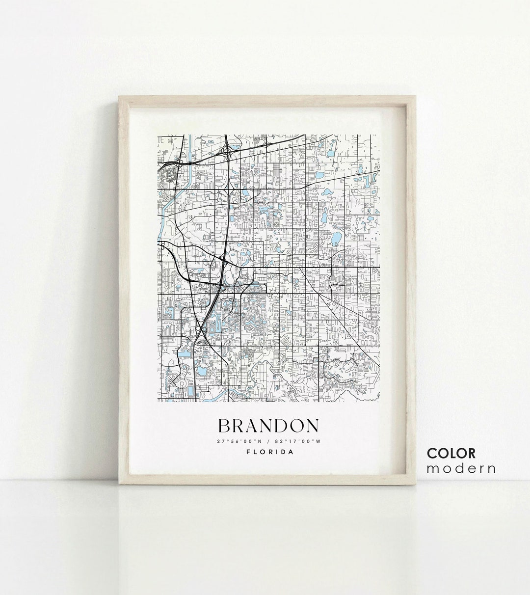 Brandon FL Map, Brandon Florida Map, Brandon City Print, Brandon Poster