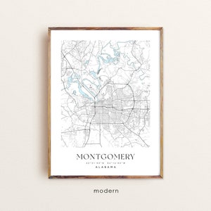 Montgomery Alabama Map Art Print: Custom Cityscape Poster