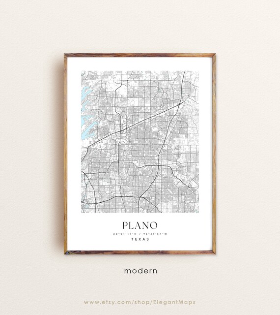 Plano Texas Map Plano TX Map Plano City Print Plano Poster - Etsy